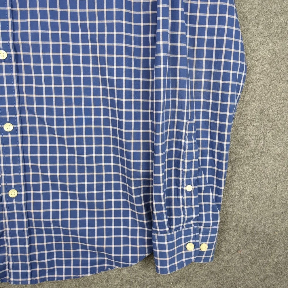 Banana Republic Mens M‎ Blue White Check Stretch Soft Wash Slim Fit Button Shirt